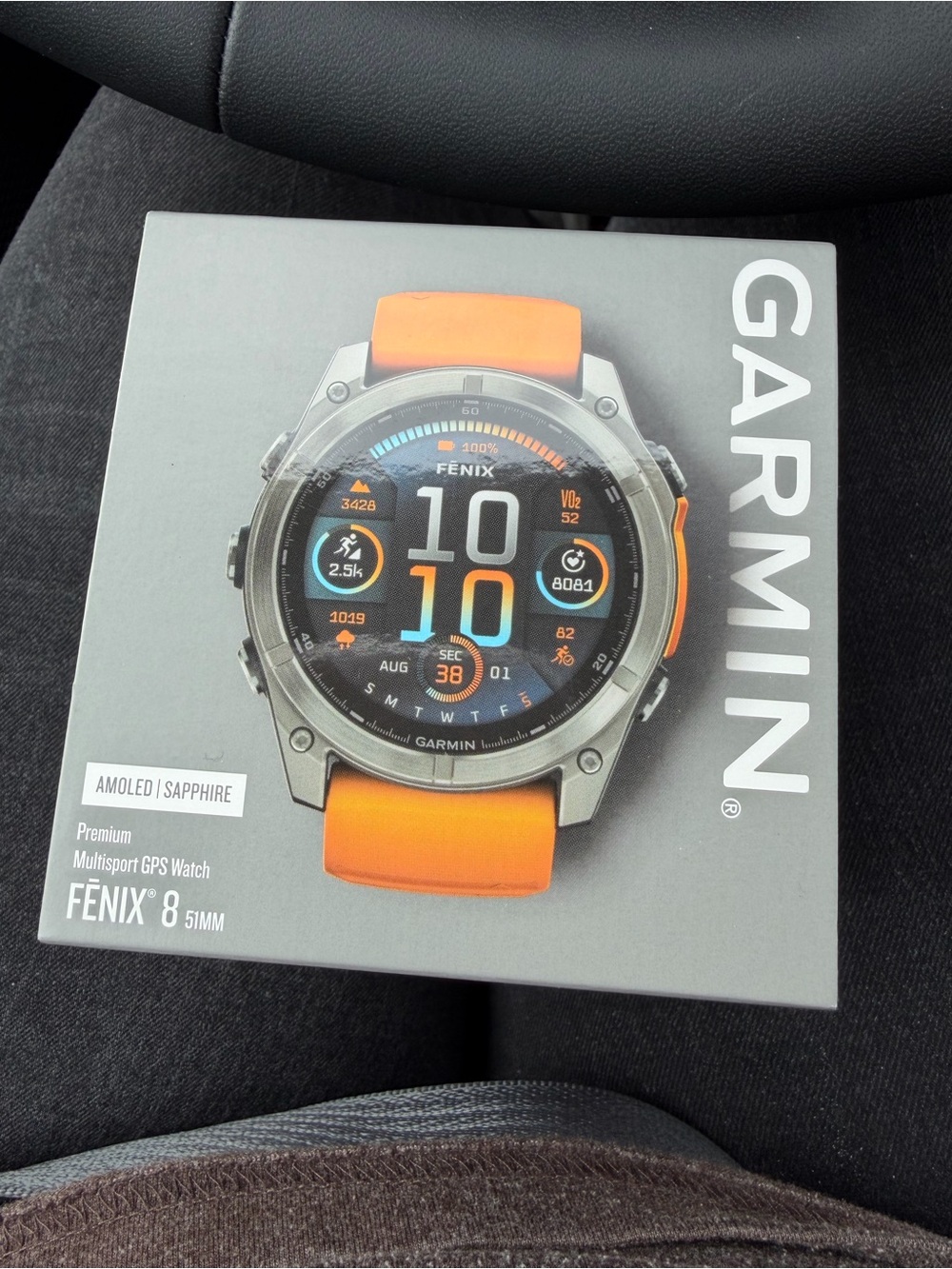 garmin Fēnix 8 GPS Multisport Watch — Bright Orange Strap
